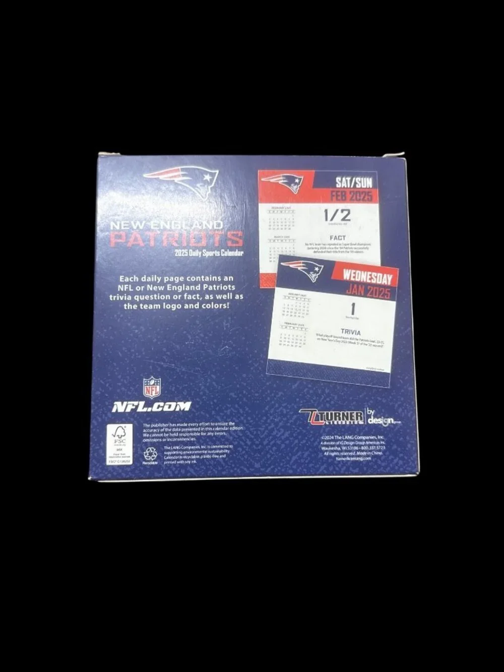 New England Patriots Daily Sports Calendar NFL Trivia & Facts 2025 New in Box